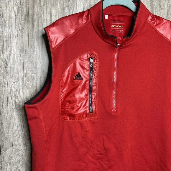 Adidas Mens Climaheat Vest Golfing Outdoor Preppy Red Color Sleeveless Zipper XL - Picture 3 of 8